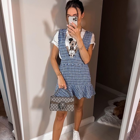 ZARA tweed look textured pinafore dress blogger favorite - Picture 5 of 14